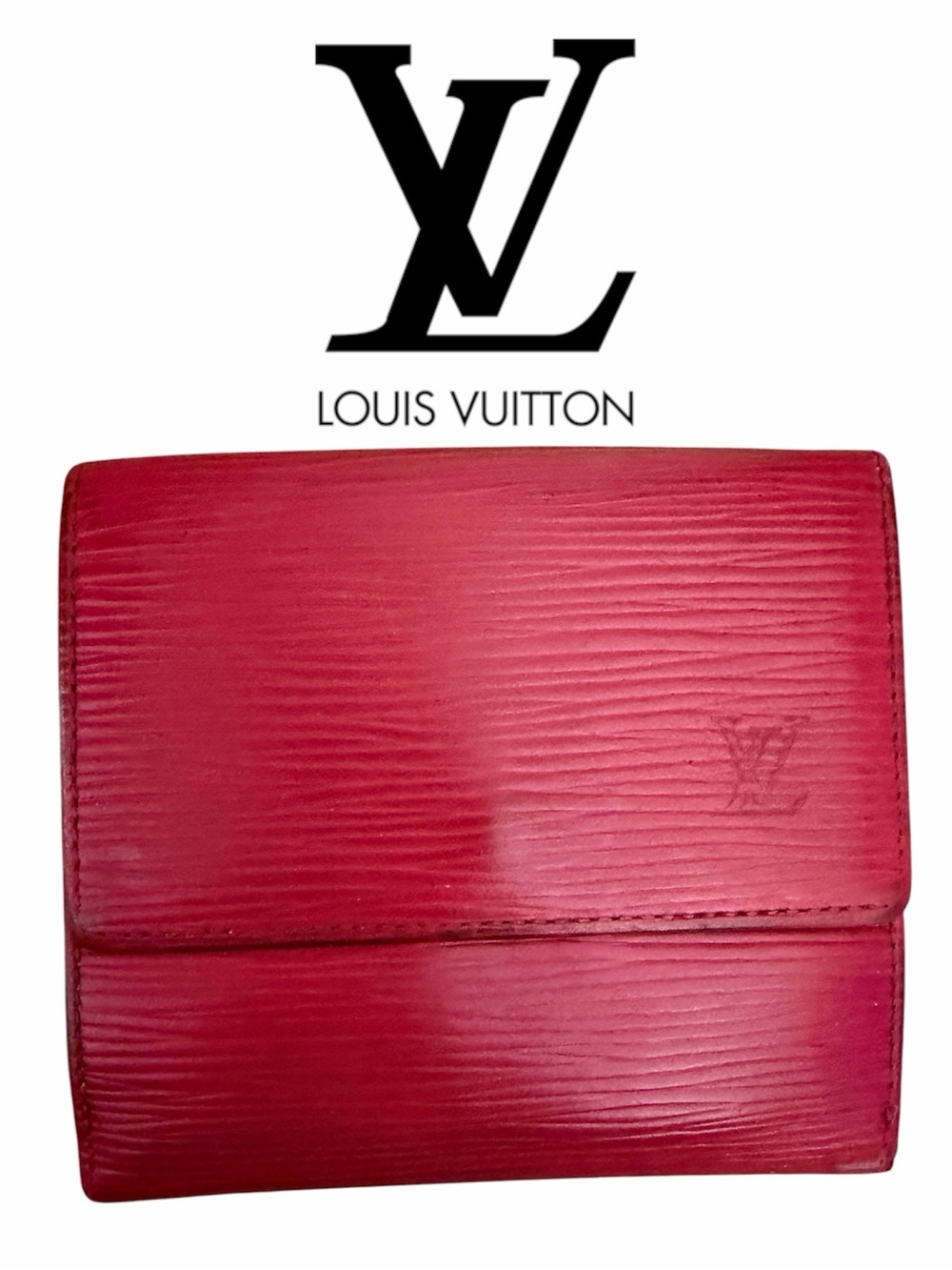 Louis Vuitton Red Epi Leather Elise Wallet Vintage Compact Wallet Trifold